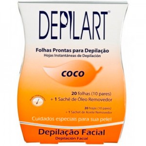 Depilart Folhas Prontas para Depilação Facial Coco 20 Folhas