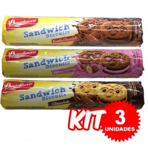Kit Biscoito Sandwich 3 und (chocolate/morango/double chocolate)  