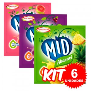 Kit Suco em Pó Mid 6 unidades (2 Goiaba,2 Uva e 2 Abacaxi)